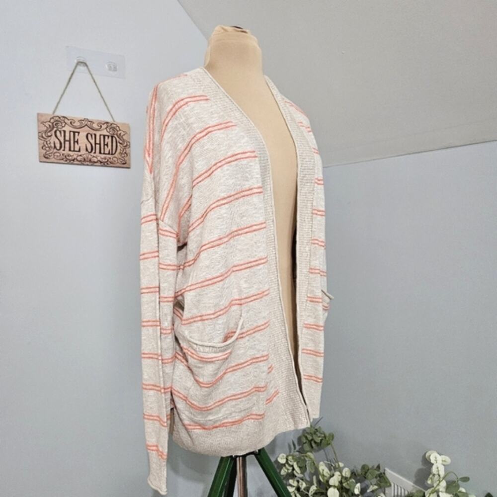 Madewell Bradley Cardigan Sweater Neon Textured Stripes Pocket Large Long Sleeve - Picture 5 of 16